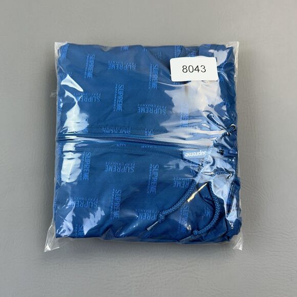 Supreme Jacket Mens Small Blue Jacquard Hooded Full Zip Windbreaker Mesh Lined - Picture 16 of 16